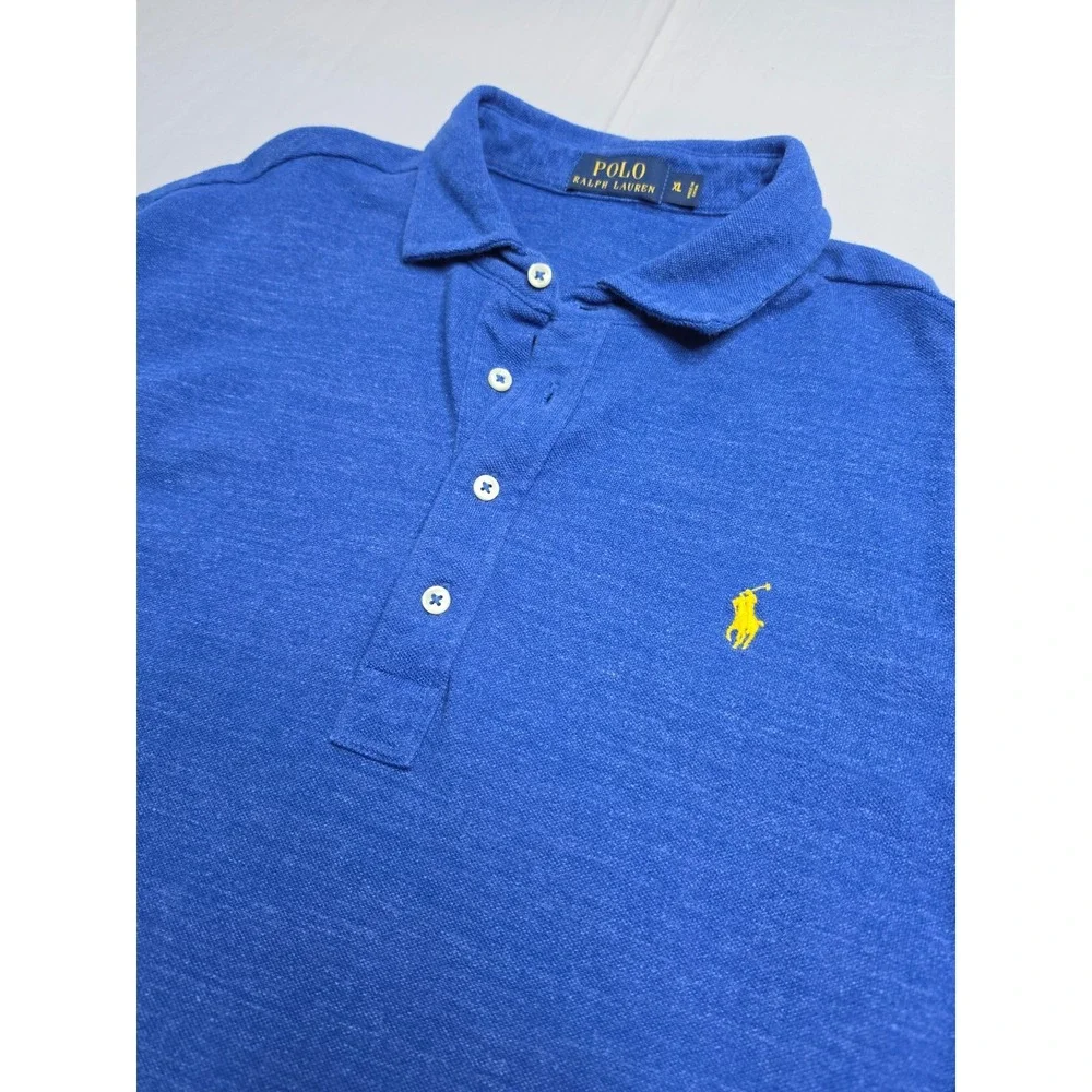 Polo Ralph Lauren Polo Shirt Mens XL Blue 100% Cotton Pony Logo Long Sleeve Golf